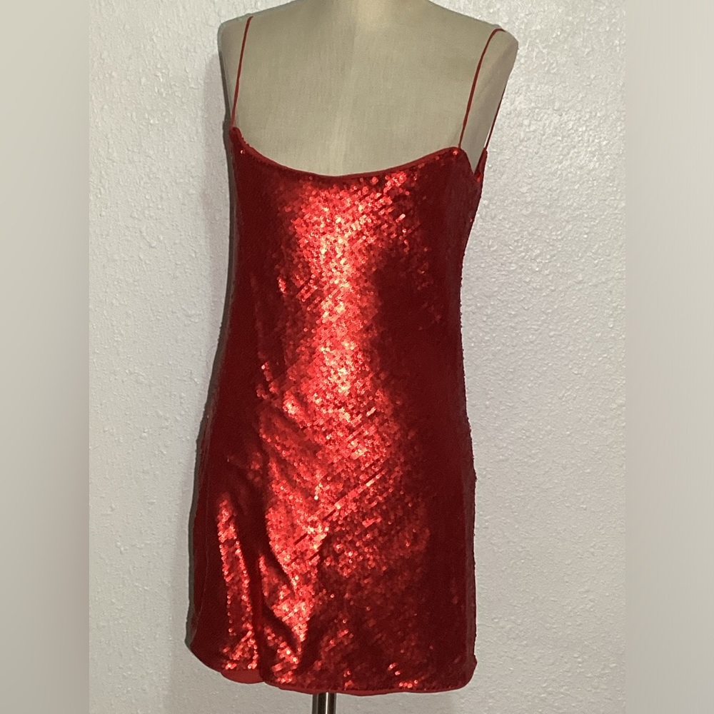 Zara sequin red spaghetti women’s dress size medium